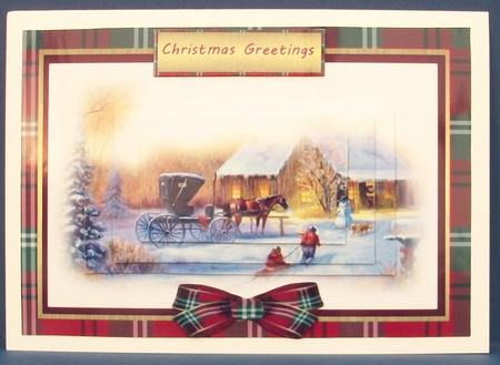 Lovely Christmas Scene on Red Tartan, ( Pyramarge) by Cheryl French