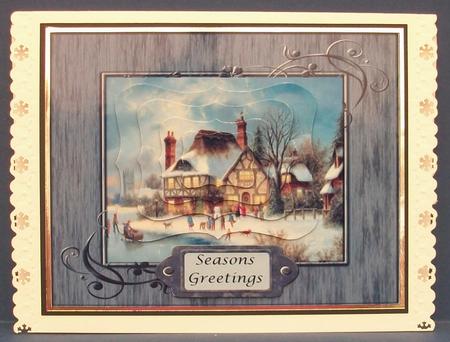 Vintage Village Scene Children in the Snow Pyramid by Cheryl French