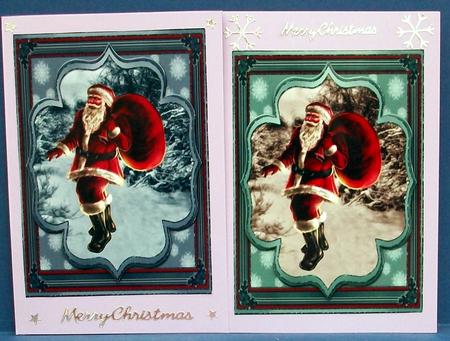 Christmas Delivery - 2 Vintage Santa Quick Cards with Panels by Cheryl French