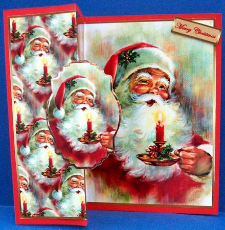 Traditional Santa Fold Back Card with Toppers by Cheryl French