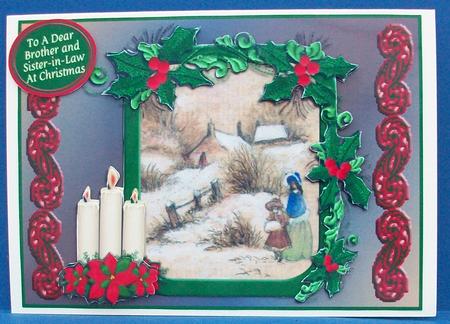 Vintage Christmas Scene A5 Card Front Minikit by Cheryl French
