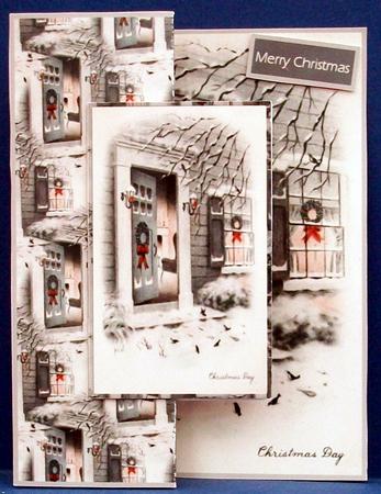 Open Door at Christmas Fold Back Card with Topper by Cheryl French