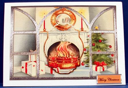 A Roaring Fire at Christmas Window Card by Cheryl French