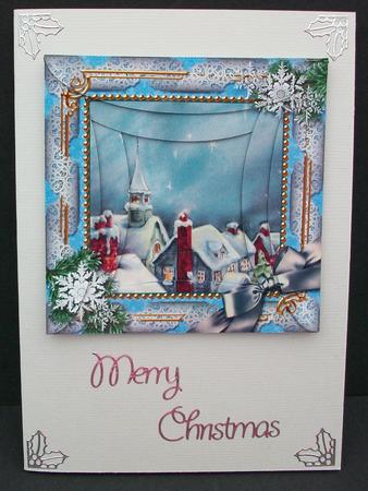 Rooftops Snow Square Spiral Rounded Edge Stacker by Cheryl French