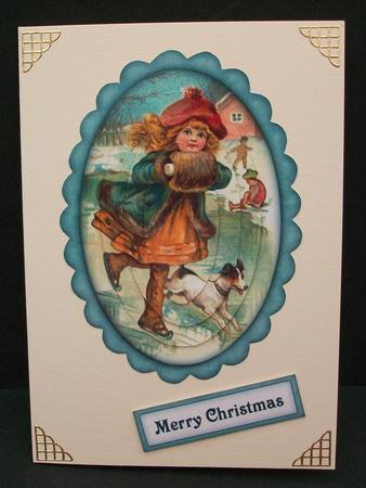 Victorian Girl in Ice Skates - Oval Pyramid by Cheryl French
