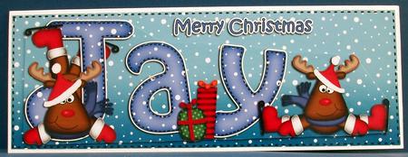 Xmas Jay Rudolph Large Dl & 3D Decoupage by Cheryl French