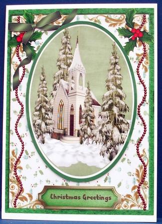 A5 Lovely Christmas Church  by Cheryl French