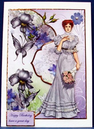 Lady and Flowers Mock Envelope Card by Cheryl French