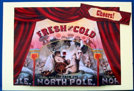 North Pole Lager Beer Curtain Framed Bottom Stacker by Cheryl French
