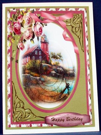 Lovely Lighthouse and Roses by Cheryl French