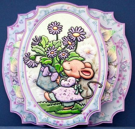 Mouse, Flowers & Decoupage Double Pop Out Card Kit by Cheryl French