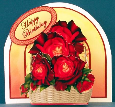 3D Box Red and Orange Rose Basket by Cheryl French