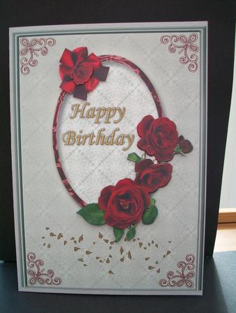 Oval Frame with Red Roses by Cheryl French