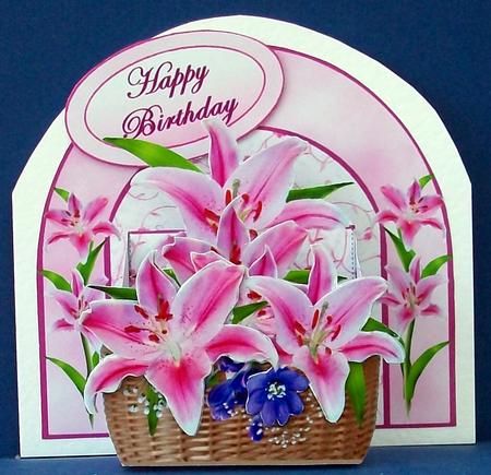 3D Box Pink Lily Basket by Cheryl French