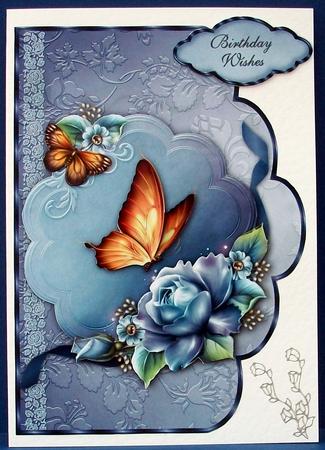 Porcelain Blue Scallop Shaped Card Front by Cheryl French