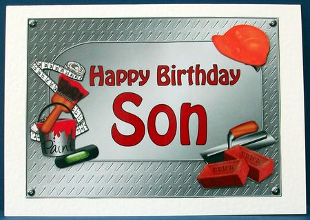 5x7 Birthday Son Handyman Tools 3D Decoupage by Cheryl French