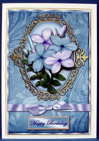 Blue and Lilac Jasmine Card Front by Cheryl French
