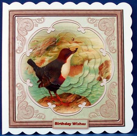 Dipper Bird Card Front with Petal Stackers by Cheryl French