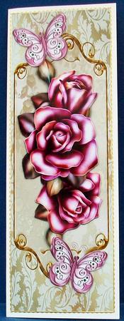Pink Roses with Pink Butterflies Tall Dl by Cheryl French