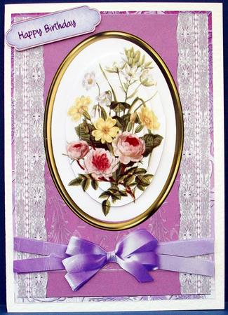 Lovely Pompom Rose and Primroses (pyramid) by Cheryl French