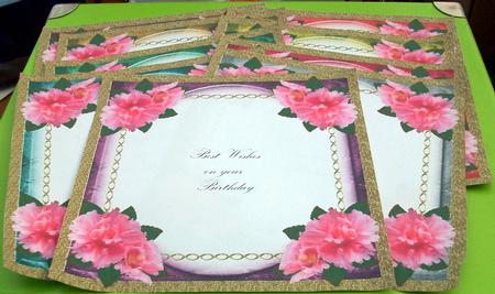 Pink Flowers Blank Card Fronts or Inserts Kit by Cheryl French