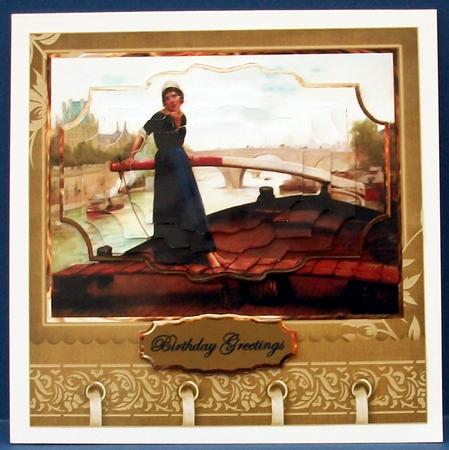 Steering the Barge on the Seine Card Front by Cheryl French