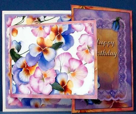 Double Fold Card Kit - Pansies by Cheryl French