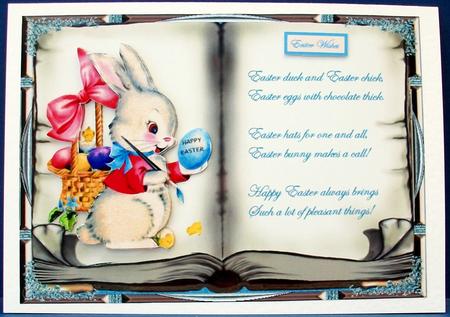 Easter Rabbit Book Style Topper with Decoupage by Cheryl French