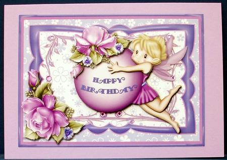 Lilac Birthday Fairy 7 x 5 Card Front by Cheryl French