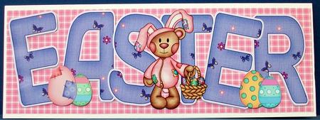 Cute Easter Bunny Bear Large Dl Card by Cheryl French
