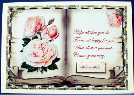 Pink Rose Book with Verse and Decoupage by Cheryl French