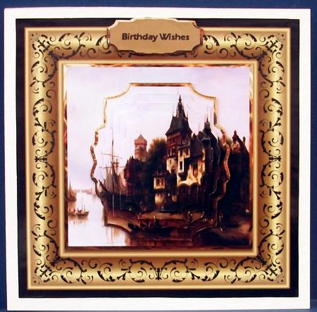 Port Scene Card with Shaped Layers by Cheryl French
