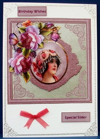 Victorian Rose Beauty Card with a Topper by Cheryl French