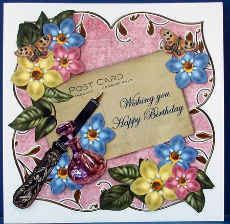 Pastel Fmk Happy Birthday Fancy Square Deco Card & Env Kit by Cheryl French