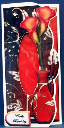 Scalloped-edge Vase Aperture - Orange Lilies by Cheryl French