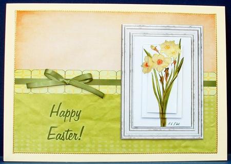 Daffodil Pyramage Easter Card 2 - Peach & Pistachio by Cheryl French