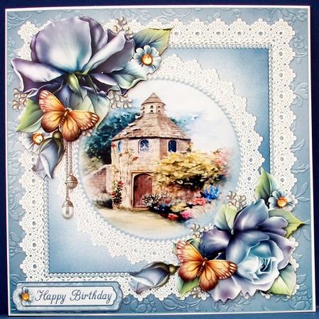 8x8 Porcelain Roses at Dovecote Cottage Mini Kit by Cheryl French