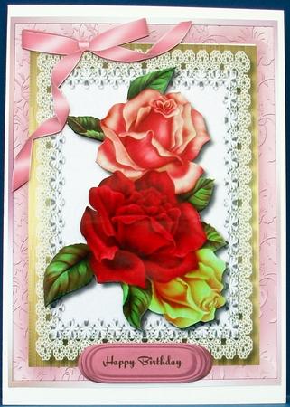 Beautiful Roses on Flower Lace by Cheryl French