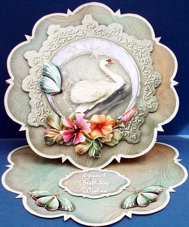 Swan Song Star-scallop Easel Card Mini-kit by Cheryl French