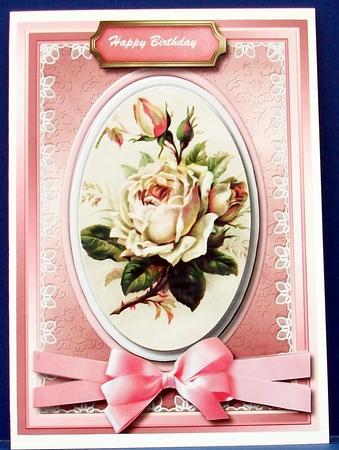 Lovely Cream Rose on a Oval Plaque by Cheryl French