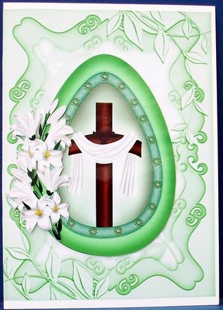 Egg with Wooden Cross and White Lilies by Cheryl French