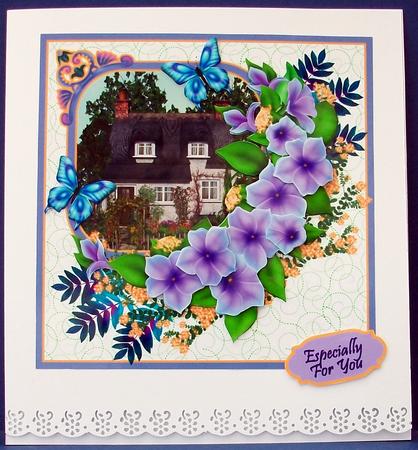 Country Cottage with Flowers & Butterflies by Cheryl French