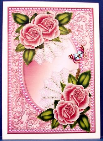 Pink Roses in Pearl Frame by Cheryl French