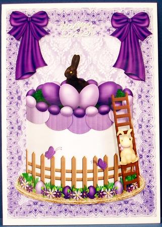 Easter Egg Cake with Choc Bunnies by Cheryl French