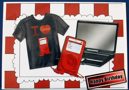 I Love My Mp3, and Laptop with Black/brown T Shirt by Cheryl French