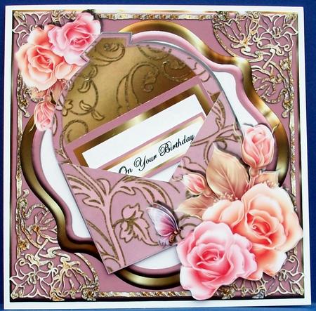 Open Envelope Card Front Mini Kit - Pink & Gold by Cheryl French