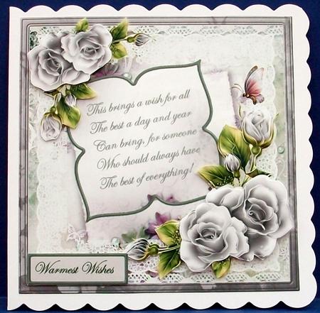 Lilac Rose and Verse Card with Decoupage by Cheryl French