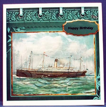 Vintage Liner Ship Card with Shaped Layers by Cheryl French