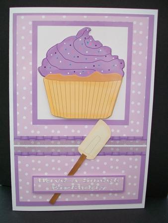 Lilac Cup Cake Card Front by Cheryl French