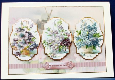 Baskets of Flowers Panel Card with Toppers by Cheryl French